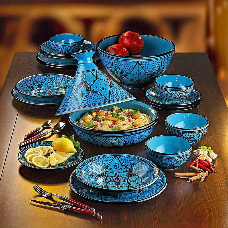 Assiette plate : vaisselle orientale faite main en cramique dure Photo 2