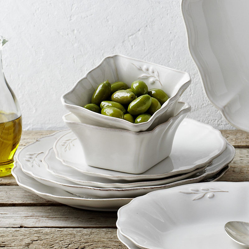Assiettes  dessert : Ravissante vaisselle mditerranenne  dcor olives et patin Photo 2