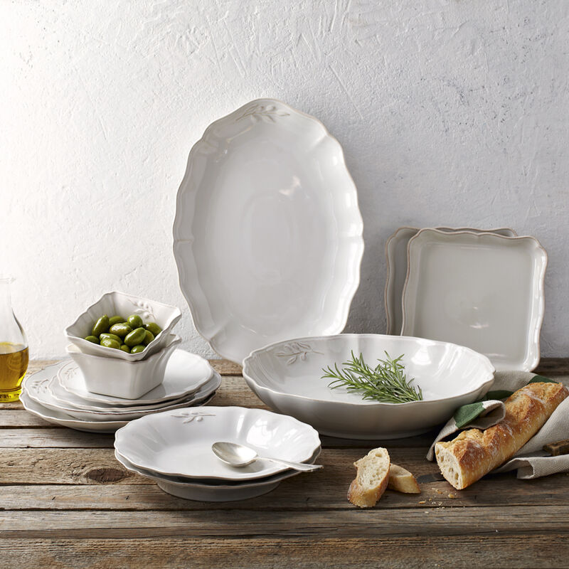   Assiettes plates : Ravissante vaisselle mditerranenne  dcor olives et patin Photo 2