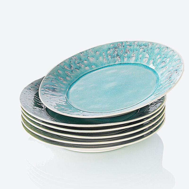 Assiettes plates : vaisselle mditerranenne dans des tons maritimes bleus
