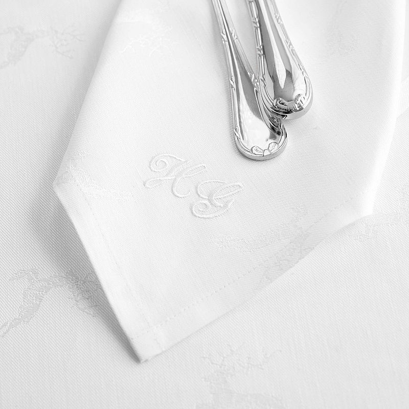 Serviettes - Linge de table en mtis lin-coton au motif discret de cerfs