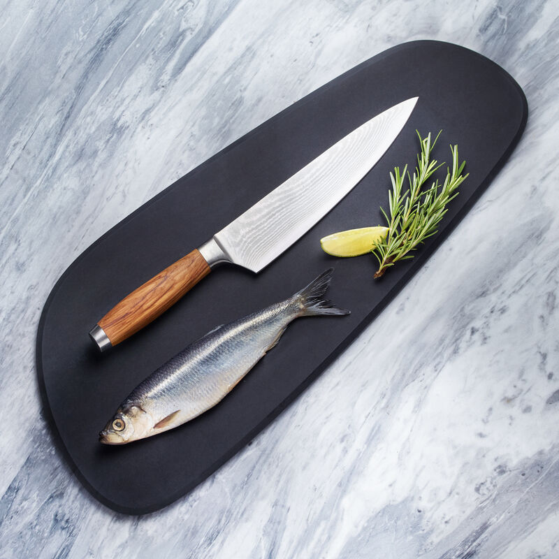 Grand couteau de chef damas avec manche en bois d'olivier noble : répond aux exigences les plus élevées Photo 2