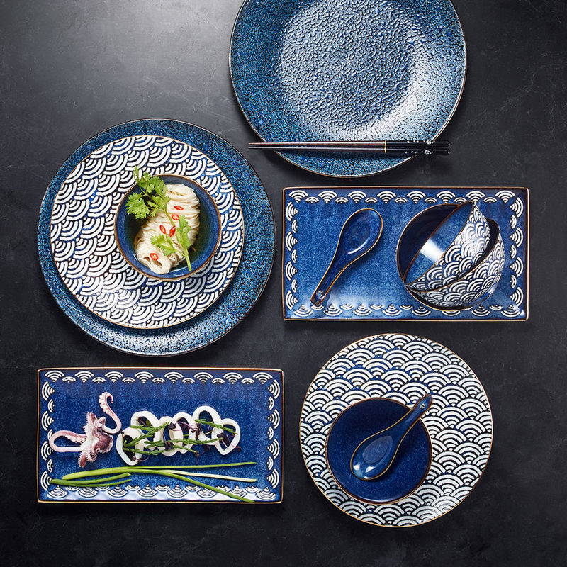 Assiettes plates - Motif traditionnel japonais Seigaiha Photo 2