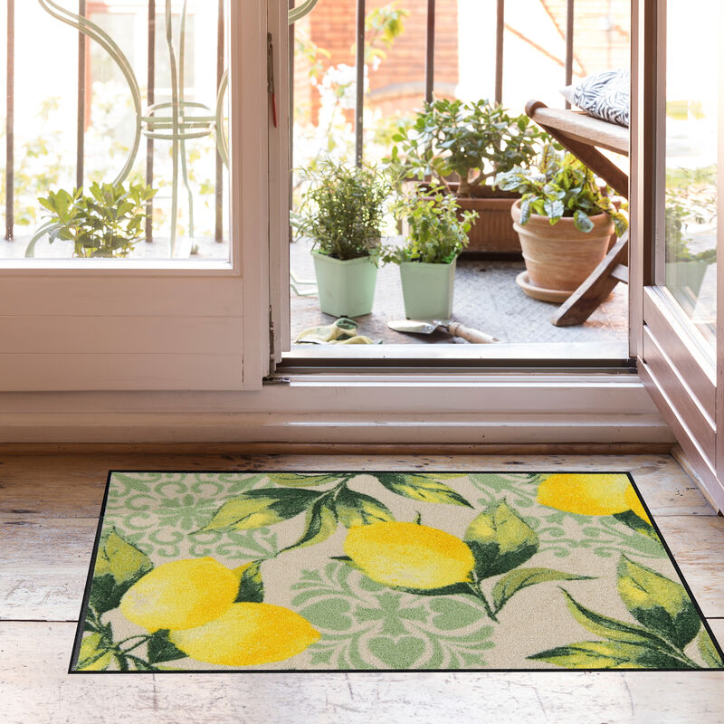 Ce tapis de sol spcial cuisine et entre au motif exclusif de citron protge sols et articulations Photo 2