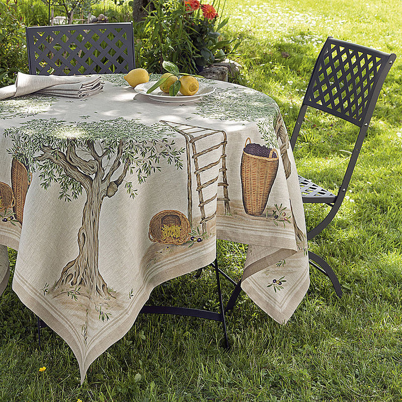 Torchons: Linge de table mditerranen en lin au joli motif d'olives Photo 2