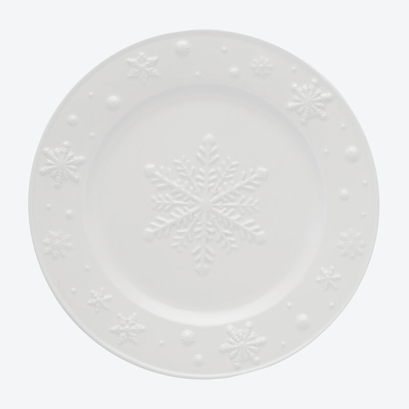 Assiettes  dessert - Vaisselle de Nol, dcor relief Flocons de neige Photo 3