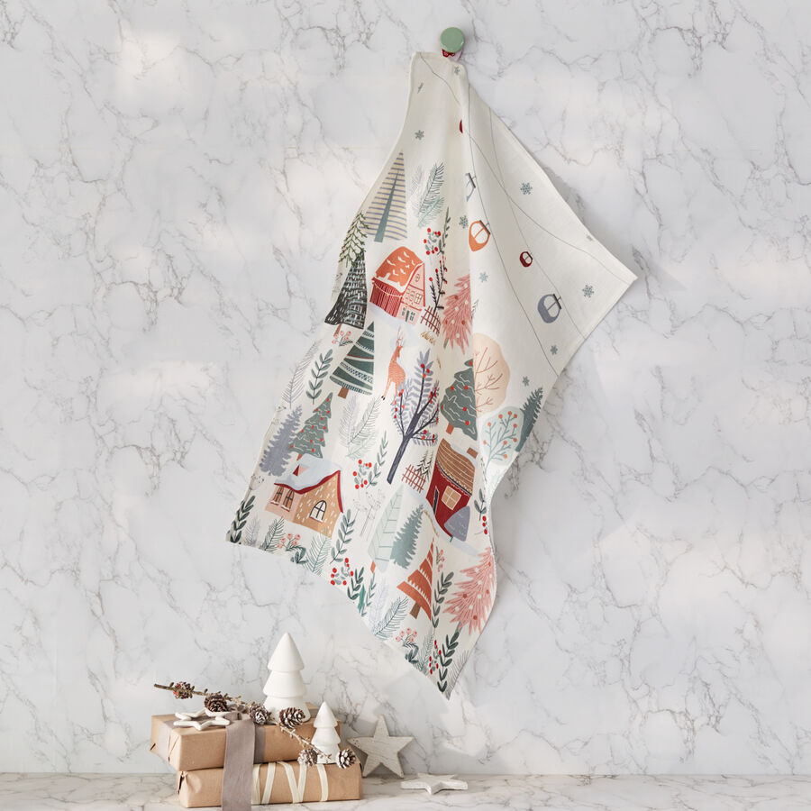 Torchons de cuisine tisss jacquard aux motifs de Nol Photo 2