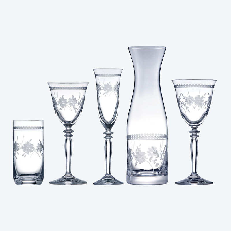 Flûtes à champagne en cristal de Bohême avec motif floral en filigrane par pantographie Photo 3