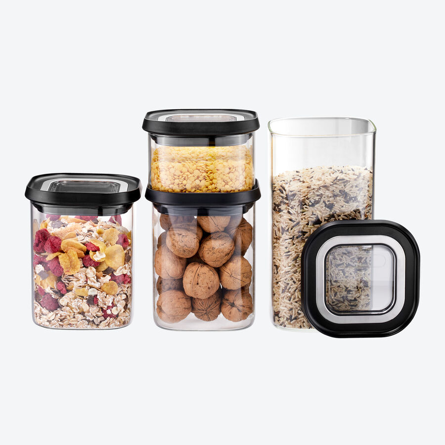 lgants bocaux de conservation en verre 0,4 l  avec couvercle transparent : stocker srement et de faon compacte Photo 4