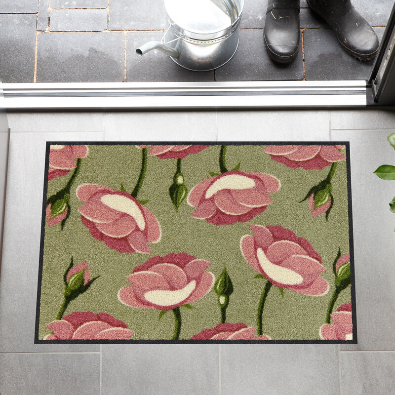 Ce tapis de sol spécial cuisine au design exclusif de roses protège sols et articulations Photo 2