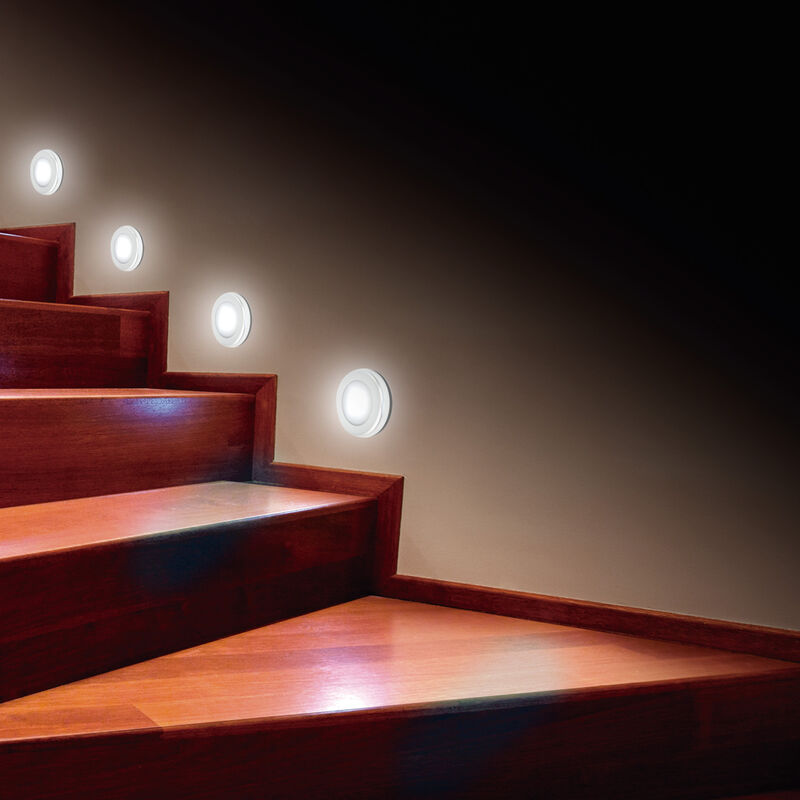 Mini-lampes LED mobiles avec détecteur de mouvement, pour éclairage sans fil de penderie, cage escalier, aimantées, à pile Photo 4