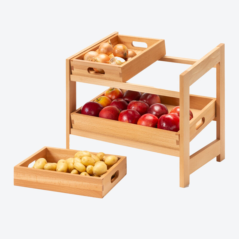 Stockage parfait des fruits et légumes dans la solide étagère en bois de hêtre Photo 3