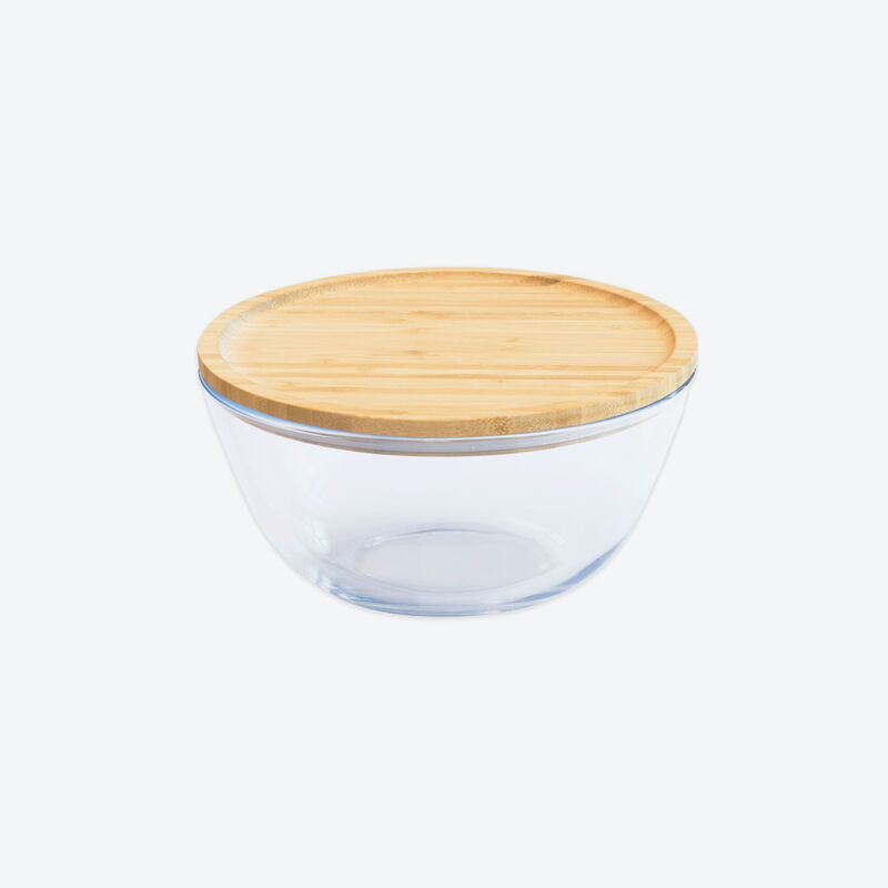 Bols en verre avec couvercles en bambou avec silicone : conservation et service parfaits
