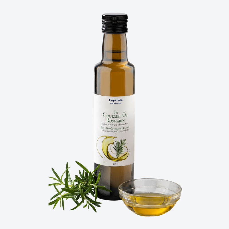 Huile d'olive BIO au romarin - Huile Gourmet parfumée, très aromatique