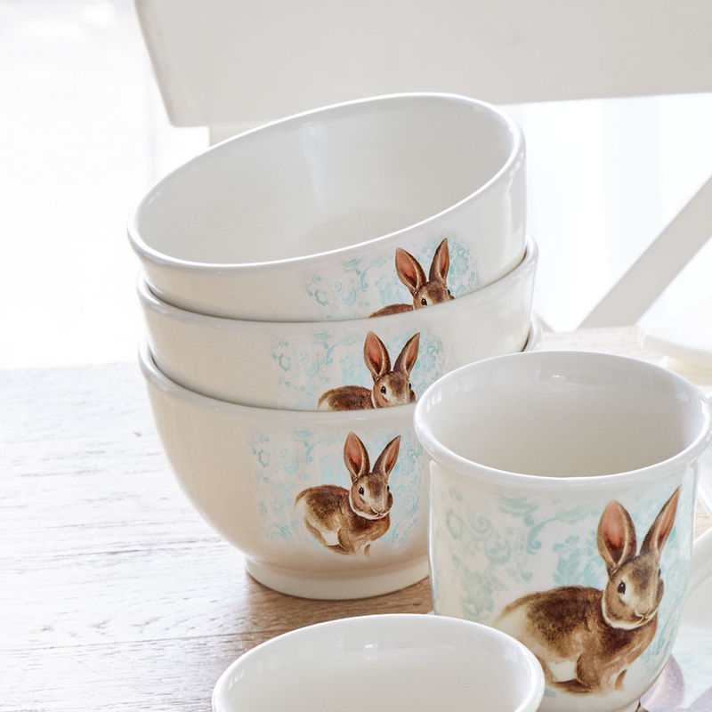 Jolie vaisselle à lapin : bols à céréales en céramique italienne