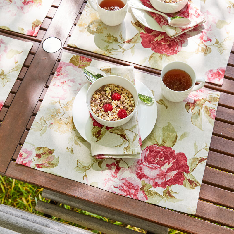 Set de table:Linge de table anglais au motif de roses