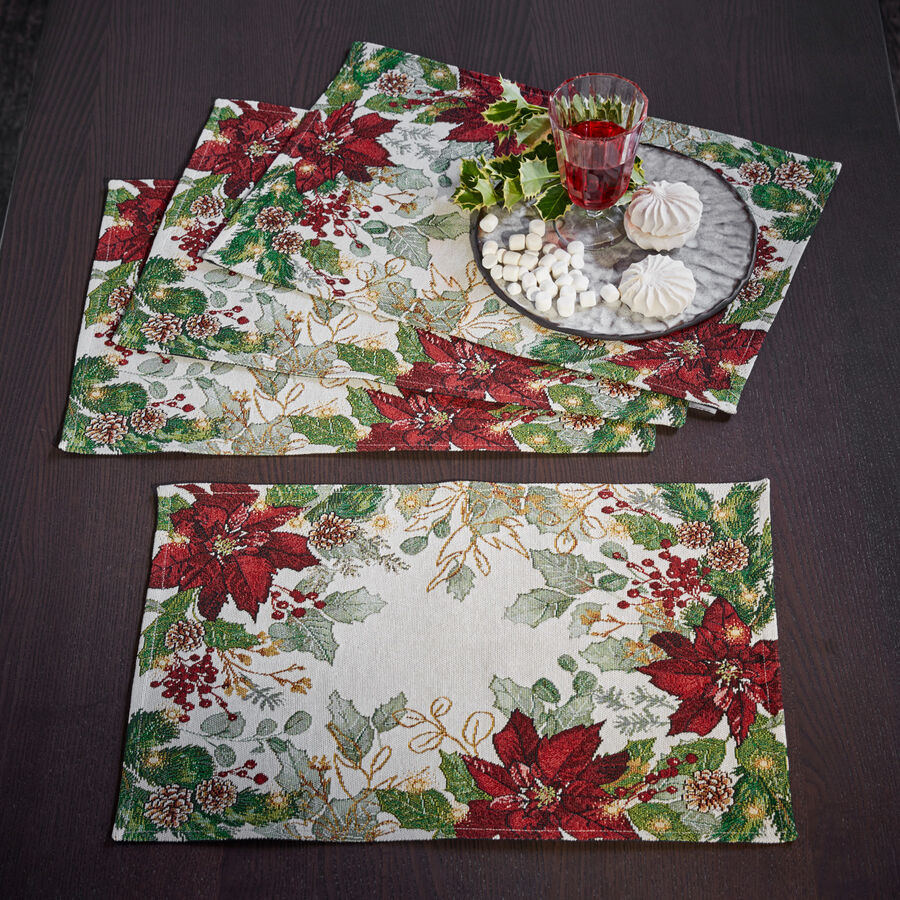 Sets de table faon gobelin, festifs, aux motifs de Nol classiques