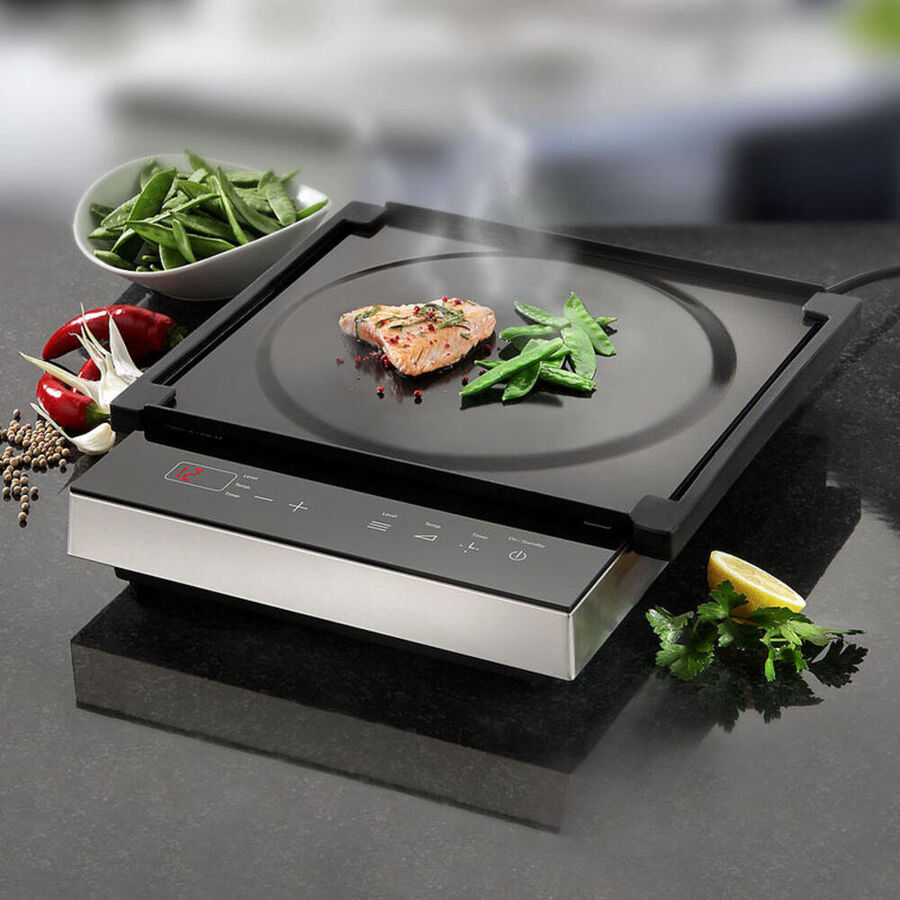Table de cuisson mobile à induction avec plaque teppanyaki pour