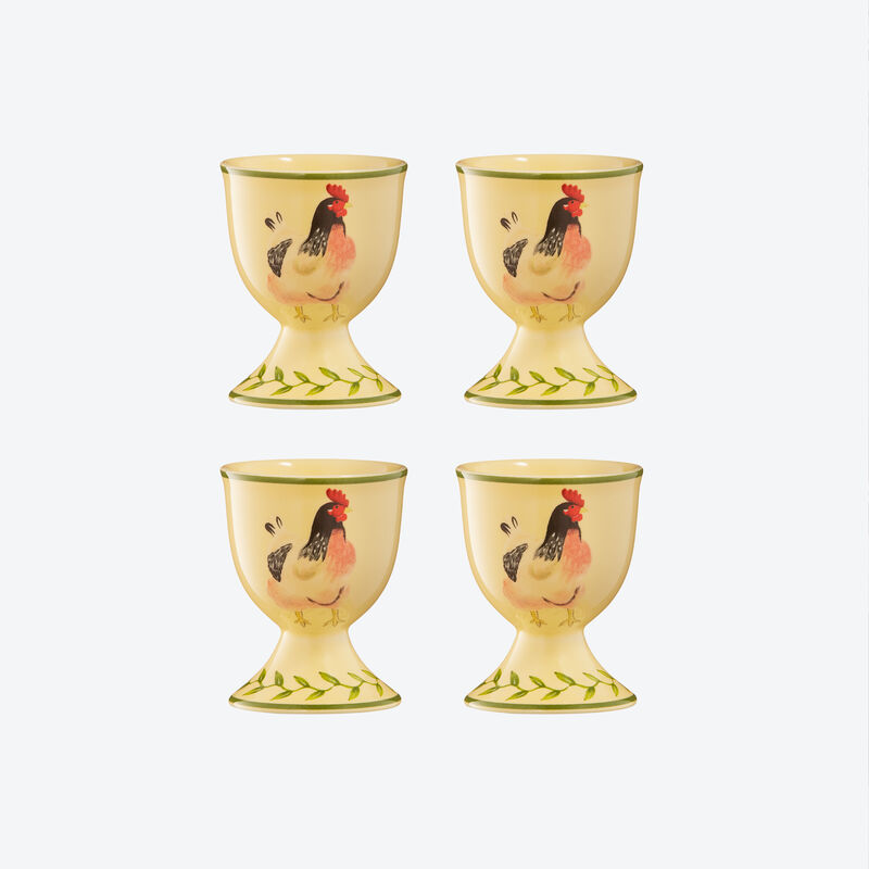 Vaisselle au motif traditionnel de coq : coquetiers
