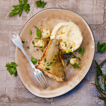 Image du produit pour '  Filet de sandre croustillant sur pure de chou-fleur'