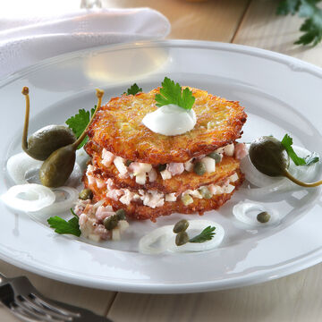 Image du produit pour ' Tartare de harengs avec galettes de pommes de terre'