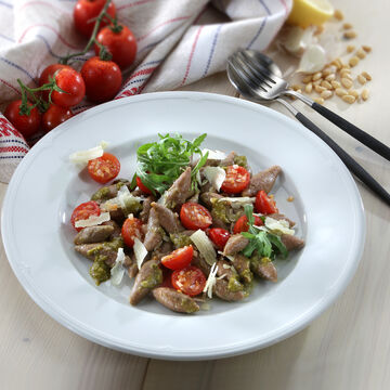 Image du produit pour '  Trofie liguri di castagne avec du pesto de roquette et des tomates cerise'