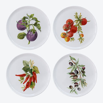 Image du produit pour 'Cramique fine d'Italie : grandes assiettes aux motifs de lgumes'