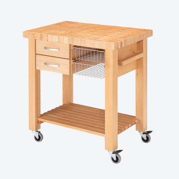 Image du produit pour 'Chariot de cuisine exclusif avec plan de travail en bois de bout : duret ingale, rsistance aux coupures, antibactrien'