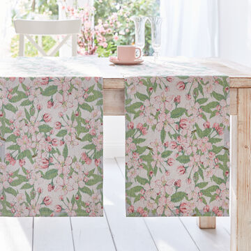 Image du produit pour 'Chemin de table sudois en coton bio au charmant motif de fleurs de pommier'