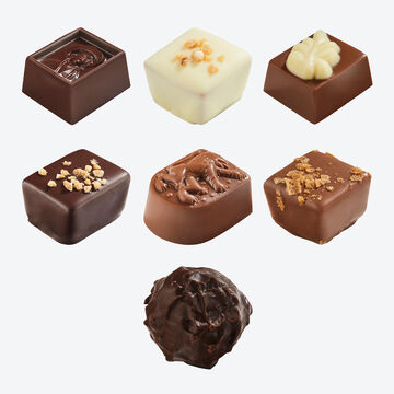 Image du produit pour 'Chocolats belges fins dans un joli ballotin, ballotin de pralines belges, coffret de chocolats, bouches au chocolat'