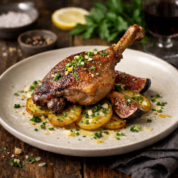 Image du produit pour 'Cuisses de canard confites sur pommes de terre sarladaises'