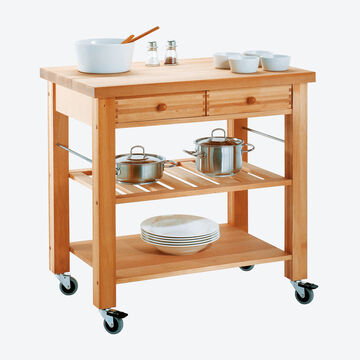 Image du produit pour 'Desserte de cuisine mobile en bois massif de haute qualit, sans panier'
