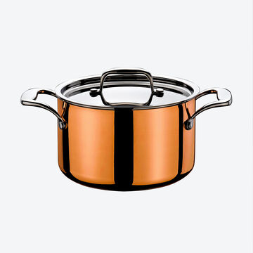 Image du produit pour 'Faitout avec couvercle, compatible induction : batterie de cuisine en cuivre 5 couches'