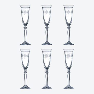 Image du produit pour 'Fltes  champagne en cristal de Bohme avec motif floral en filigrane par pantographie'