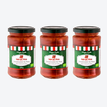 Image du produit pour 'Le Sugo Per Pizza BIO pr�par� � la napolitaine est consid�r� comme la meilleure sauce tomate pour pizza'