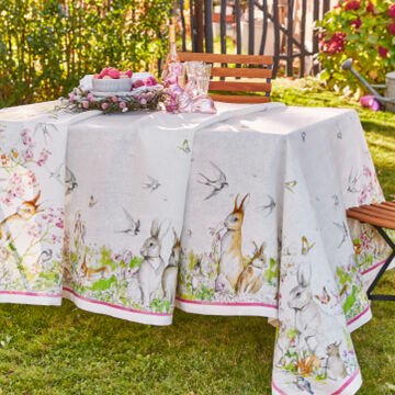 Image du produit pour 'Nappe artisanale en lin au d�cor de P�ques'