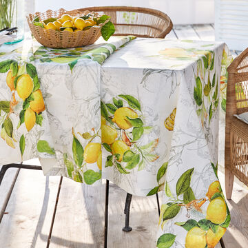 Image du produit pour 'Nappe en lin : linge de table toscan au motif de citrons mditerranens'