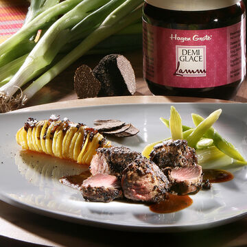 Image du produit pour 'Noisettes d'agneau truffes avec un ventail de pommes de terre'
