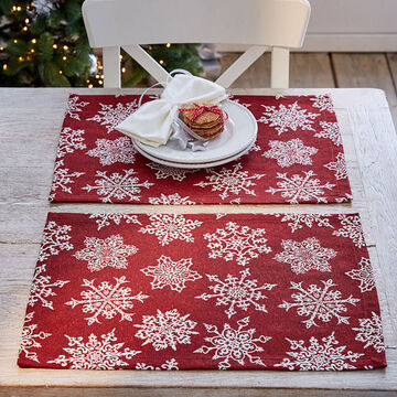 Image du produit pour 'Sets de table double face rversibles aux motifs hivernaux de cristaux de glace'