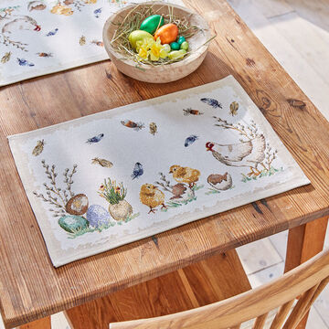 Image du produit pour 'Sets de table tissage Gobelin aux fins motifs de poules et poussins de Pques'