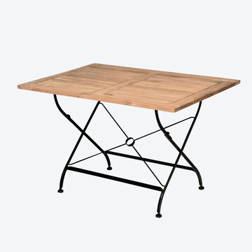Image du produit pour 'Table rectangulaire de jardin pliable en fer rsistant aux intempries et en teck'