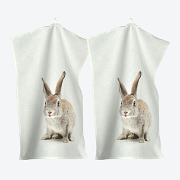 Image du produit pour 'Torchon 100 % lin au joli motif de lapin'