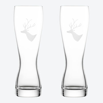 Image du produit pour 'Verres  bire blanche, motif cerf des Alpes - En cristal de 1re qualit'