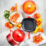 Image du produit pour 'Batterie de cuisine en fonte - cocotte, po�le � frire et gril carr�, 2 coloris'
