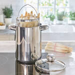 Image du produit pour 'Cuiseur � asperges en acier inoxydable avec panier �gouttoir pour une cuisson douce'