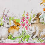 Image du produit pour 'Chemin de table : linge de table florentin en lin avec motif de lapin'