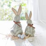 Image du produit pour 'Lapin d�coratif en c�ramique �maill�e vert sauge avec ruban - �l�gance printani�re pour P�ques'