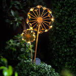 Image du produit pour 'Pissenlit solaire LED - pique de jardin en m�tal finition rouille, hauteur 114 cm'