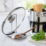 Image du produit pour 'Garde votre cuisine propre : repose-cuillre en acier inoxydable avec support pour couvercles'