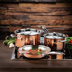 Image du produit pour 'Batterie de cuisine 3 pices en cuivre 5 couches d'excellente qualit - compatible induction'